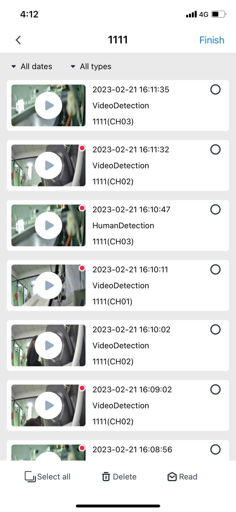 Alarm info edit screen
