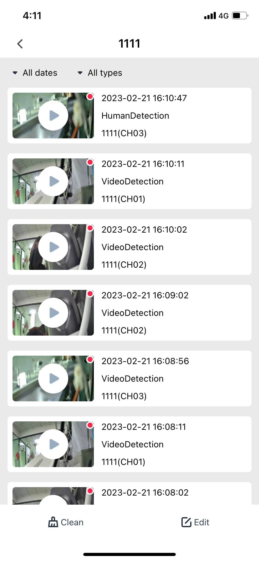 Alarm info filter screen